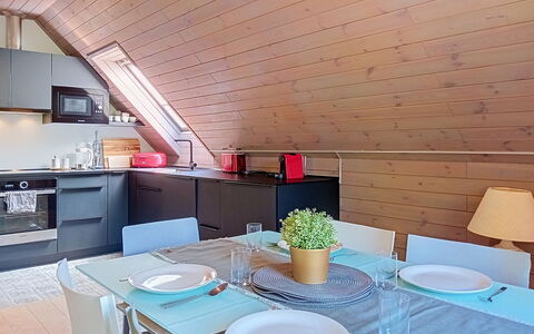 Dolní Lysečiny: Flooring, Wood, Interior Design, Furniture, Floor, Ceiling, Lighting, Kitchen, Attic, Room