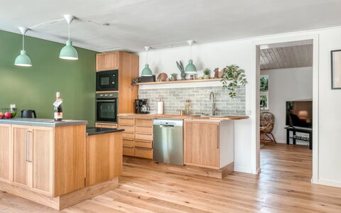 Riitta - from the Sea: Furniture, Kitchen, Flooring, Interior Design, Countertop, Cabinetry, Wood Flooring, Kitchen Appliance, Wood, Floor