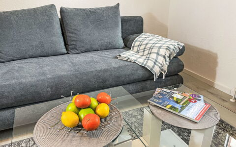 Boddenidyll: Furniture, Couch, Flooring, Interior Design, Floor, Living Room, Table, Lighting, Home