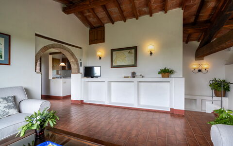 In the Heart of Chianti, Pool, Wifi, View - Lillia: Furniture, Interior Design, Ceiling, Flooring, Floor, Lighting, Room, Picture Frame, Home, Living Room