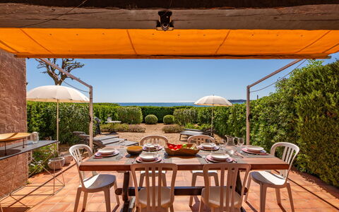 Sainte Maxime 194: Furniture, Outdoor Furniture, Table, Outdoor Table, Chair, Kitchen & Dining Room Table, Garden, Patio, Shade, Resort