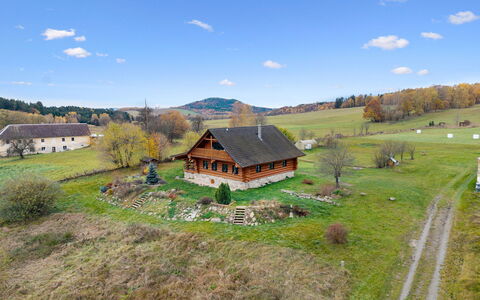 Srub Pohodář: Furniture, Interior Design, Flooring, Floor, Wood, Table, Room, Ceiling, Lighting, Apartment