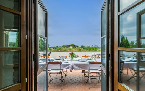 Tramonto: Kitchen & Dining Room Table, Restaurant, Chair, Reflection, Eco Hotel, Dining Room, Resort