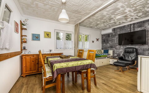 Mediana: Furniture, Flooring, Home, Floor, Chair, Shade, Apartment, Outdoor Furniture, Houseplant, Kitchen & Dining Room Table