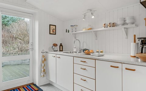 Annemone - 900M from the Sea: Kitchen, Interior Design, Flooring, Countertop, Cabinetry, Home, Kitchen Appliance, Major Appliance, Ceiling