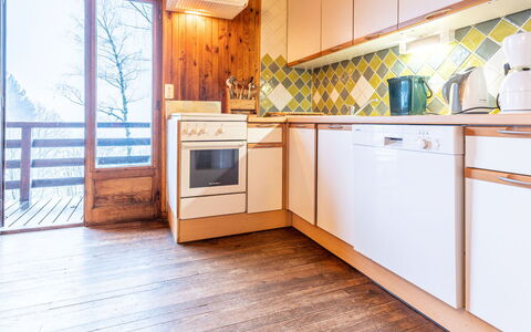 Les Cochettes: Kitchen, Countertop, Cabinetry, Interior Design, Kitchen Appliance, Flooring, Furniture, Wood, Major Appliance, Ceiling