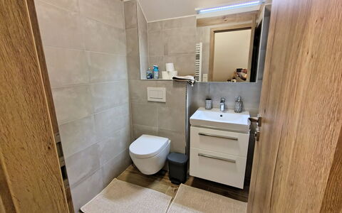 Adélka: Flooring, Wood, Floor, Interior Design, Plumbing Fixture, Room, Plumbing, Bathroom, Toilet