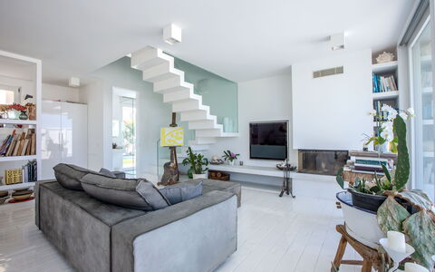 Villa Rosa Del Mare: Interior Design, Furniture, Flooring, Wall, Couch, Floor, Wood, Ceiling, Living Room, Home