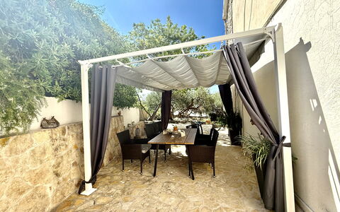 Appartamento Olive Garden, Ac, Wifi, Hvar: Furniture, Outdoor Furniture, Shade, Chair, Outdoor Structure, Garden, Backyard, Resort, Patio, Flagstone