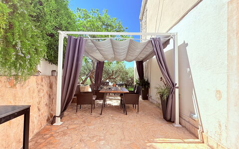 Appartamento Olive Garden, Ac, Wifi, Hvar: Furniture, Outdoor Furniture, Shade, Chair, Outdoor Structure, Outdoor Table, Patio, Eco Hotel, Backyard, Garden