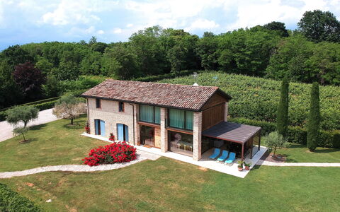 Villa Montello Pool, Jacuzzi, Ac, Wifi, Treviso: House, Home, Shrub, Cottage, Roof, Farmhouse, Residential Area, Garden, Land Lot, Estate