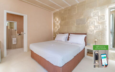 Corte Dei Granai Raro Rooms Collection: Interior Design, Flooring, Floor, Ceiling, Apartment, Room, Bed, Bedroom, Pillow, Bed Frame