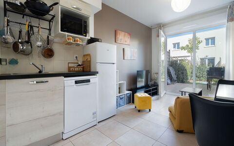 La Dune: Furniture, Interior Design, Flooring, Floor, Kitchen, Room, Major Appliance, Cabinetry, Ceiling, Lighting