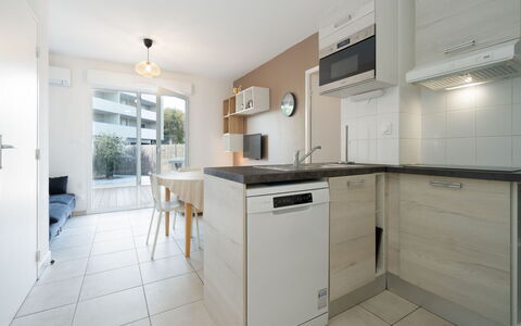 La Dune: Countertop, Interior Design, Kitchen, Flooring, Cabinetry, Floor, Furniture, Major Appliance, Home, Sink