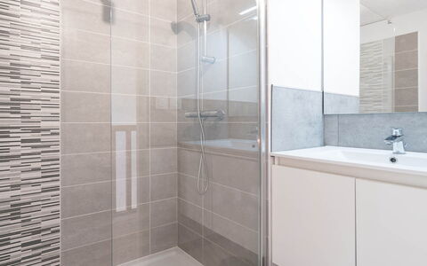 La Dune: Bathroom, Flooring, Plumbing Fixture, Floor, Interior Design, Tile, Plumbing, Bathroom Cabinet, Tap, Sink