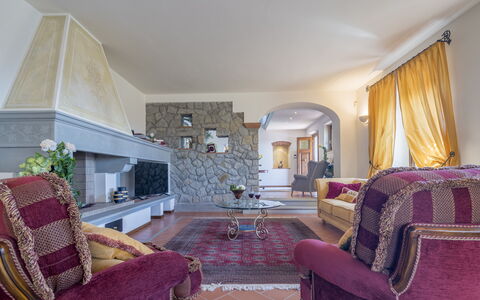 Villa Alessia Luxury: Furniture, Interior Design, Flooring, Floor, Couch, Ceiling, Room, Living Room, Lighting, Table
