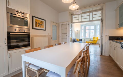 Les Citrinelles with Parking: Furniture, Interior Design, Flooring, Floor, Countertop, Ceiling, Wood, Kitchen, Cabinetry, Light Fixture