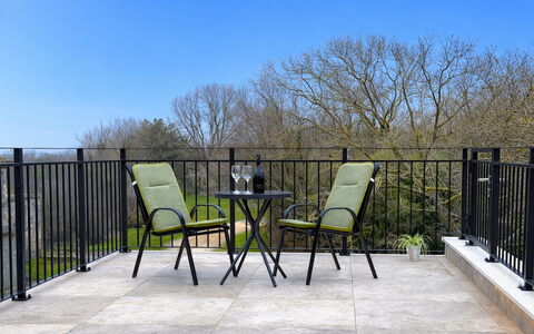 Casa Rossa Ac, Wifi, Prodol - Croazia: Fence, Outdoor Furniture, Handrail, Iron, Balcony, Baluster, Outdoor Table, Metal, Deck, Chair