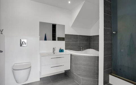 Judit - 10M from the Sea: Flooring, Floor, Interior Design, Plumbing Fixture, Bathroom, Tile, Plumbing, Tap, Sink, Bathroom Cabinet