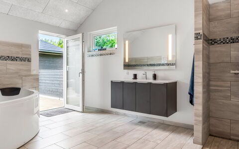 Sunna - 1.2Km from the Sea: Flooring, Interior Design, Plumbing Fixture, Floor, Bathroom, Sink, Bathroom Cabinet, Tap, Tile, Plumbing