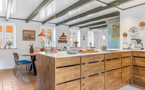 Rami - 250M from the Sea: Furniture, Wood, Flooring, Kitchen, Countertop, Interior Design, Cabinetry, Ceiling, Floor, Wood Flooring