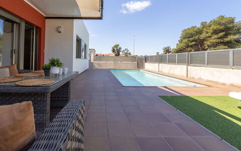 Grobro 1: Residential Area, Architecture, Swimming Pool, Flooring, Floor, Composite Material, Home, Shade, Tile, Flagstone