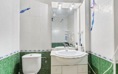 Residencia del Mar Ii: Blue, Plumbing Fixture, Flooring, Bathroom, Interior Design, Floor, Sink, Tile, Plumbing, Tap