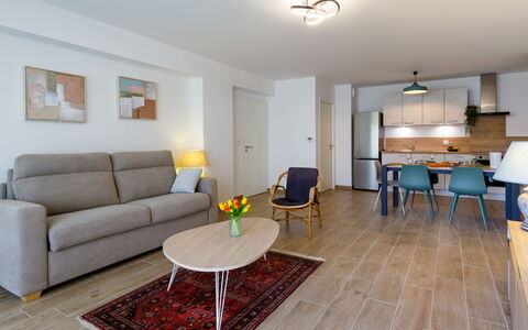 La Bernerie-En Retz 150: Apartment, Furniture, Residential Area, Balcony, Condominium, Chair, Shade, Resort, Coast, Hotel