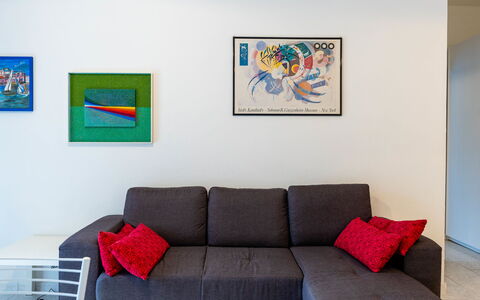 Casa del Mare: Furniture, Interior Design, Couch, Flooring, Wall, Floor, Living Room, Room, Picture Frame, Home