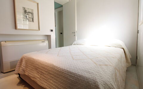 Villino Sonia: Bed, Bedroom, Interior Design, Bedding, Wall, Bed Sheet, Floor, Flooring, Wood, Furniture