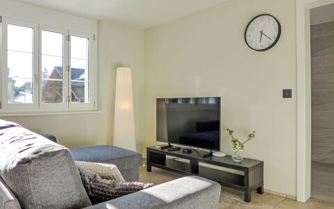 Huus Chloster, Apt Niesen: Furniture, Interior Design, Flooring, Wall, Floor, Couch, Wood, Room, Ceiling, Living Room
