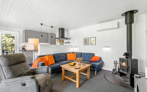 Brodde - 300M from the Sea: Furniture, Wood, Interior Design, Couch, Ceiling, Flooring, Living Room, Floor, Room, Lighting