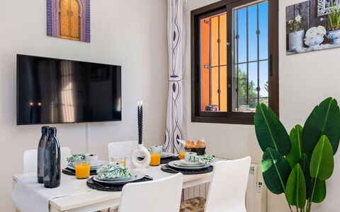 Cerro del Sol 6: Furniture, Interior Design, Table, Room, Flooring, Lighting, Chair, Home, Picture Frame, Floor