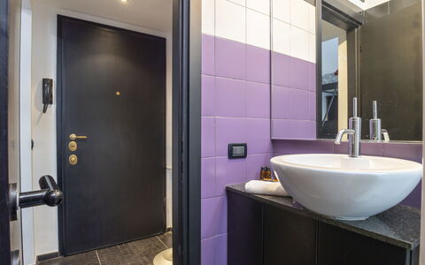 Chinatown Loft: Wall, Interior Design, Flooring, Plumbing Fixture, Floor, Bathroom, Home, Lighting, Plumbing, Door
