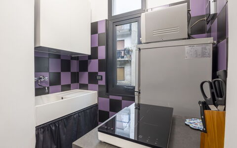 Chinatown Loft: Major Appliance, Interior Design, Kitchen, Flooring, Ceiling, Kitchen Appliance, Floor, Home, Home Appliance, Countertop