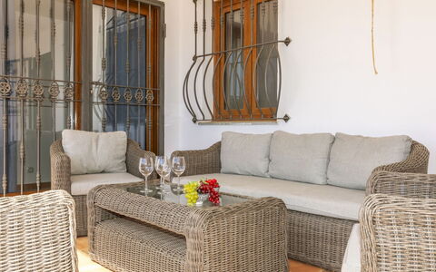 Hacienda Azahar: Outdoor Furniture, Garden, Outdoor Table, Chair, Shade, Landscaping, Backyard, Yard, Eco Hotel, Kitchen & Dining Room Table