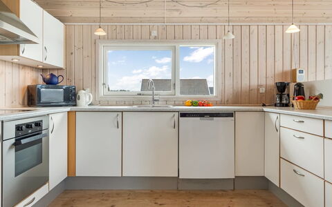 Tilje - 80M from the Sea: Wood, Kitchen, Flooring, Countertop, Kitchen Appliance, Interior Design, Home, Ceiling, Major Appliance, Wood Stain