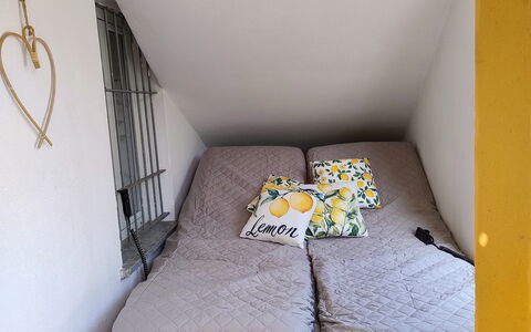 Cottage Wisteria: Wood, Floor, Flooring, Bedroom, Interior Design, Furniture, Linens, Bed, Bedding, Room