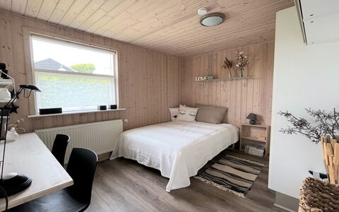 Sejer - 350M from the Sea: Flooring, Floor, Interior Design, Bedroom, Wood, Furniture, Bed, Ceiling, Room, Wood Flooring