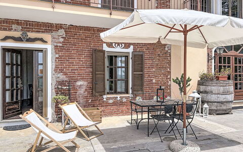 Asti 50: Furniture, Outdoor Furniture, Chair, Door, Outdoor Table, Umbrella, Brick, Shade, Iron, Flowerpot