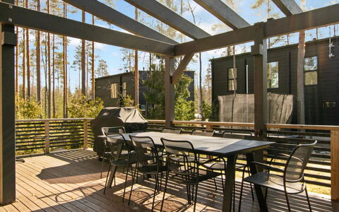 Villa Dalton: Wood, Porch, Furniture, Hardwood, Deck, Wood Flooring, Wood Stain, Plank, Outdoor Furniture, Mountain Range