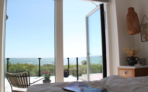Valia - 20M from the Sea: Furniture, Interior Design, Floor, Bedroom, Room, Home, Bed, Glass, Linens, Bedding