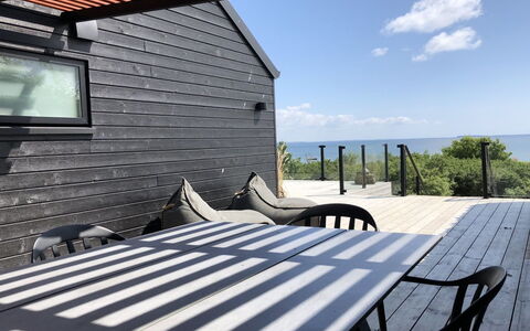 Valia - 20M from the Sea: Wood, Outdoor Furniture, Deck, Hardwood, Plank, Wood Flooring, Porch, Shade, Boardwalk