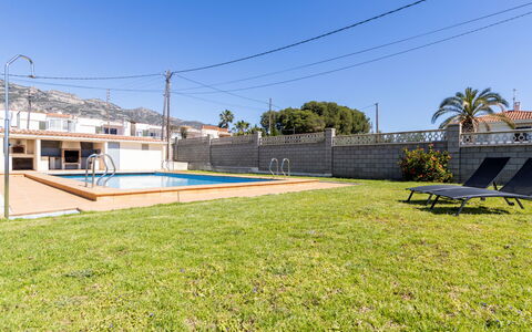 Gladiols: Swimming Pool, Shade, Resort, Overhead Power Line