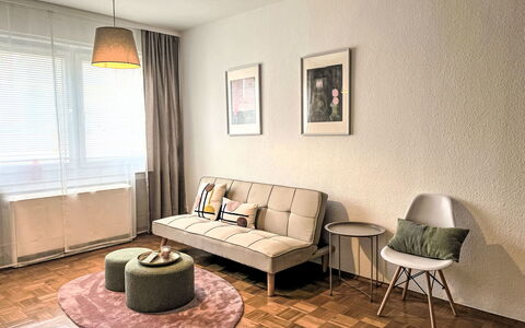 Apartment Magdalena: Furniture, Interior Design, Flooring, Floor, Wood, Room, Couch, Living Room, Lighting, Home
