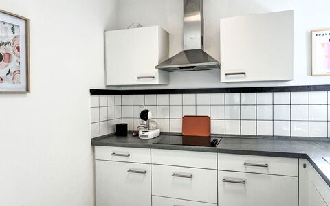 Apartment Magdalena: Kitchen, Countertop, Cabinetry, Kitchen Appliance, Interior Design, Flooring, Kitchen Sink, Major Appliance, Sink, Tap
