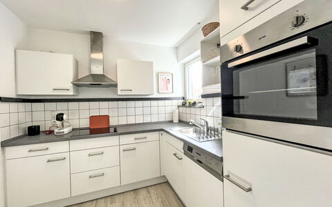 Apartment Magdalena: Kitchen, Kitchen Appliance, Countertop, Cabinetry, Major Appliance, Flooring, Interior Design, Home Appliance, Kitchen Stove, Floor