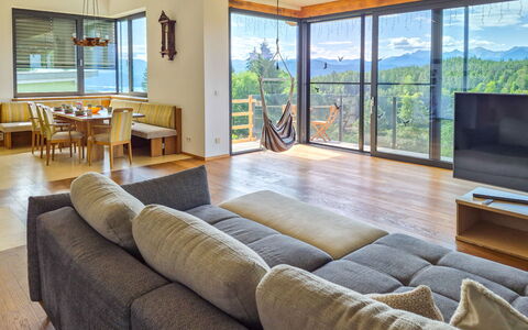 Villa Techelsberg: Interior Design, Furniture, Wood, Flooring, Ceiling, Couch, Floor, Living Room, Wood Flooring, Home