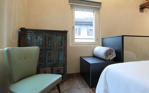 Design Loft, Romantic Retreat, Feltre: Wall, Interior Design, Wood, Furniture, Floor, Flooring, Lighting, Bedroom, Bed, Room