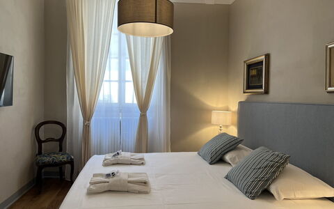 Via Roma 39: Furniture, Interior Design, Bedroom, Bed, Floor, Wood, Flooring, Bed Sheet, Textile, Bedding